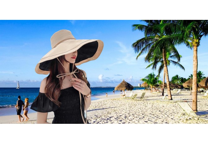 Caribbean Escapes with the 7" Wide Brim Women Summer Sun Floppy Hat