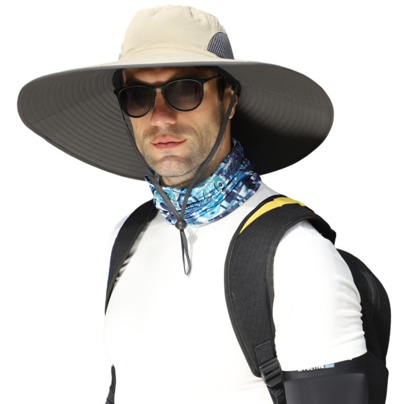 6 Inch Super Wide Brim Sun Hat – UPF 50+ Unisex Bucket Hat 6 inch super wide brim sun hat UPF 50+ unisex bucket hat for fishing hiking outdoor