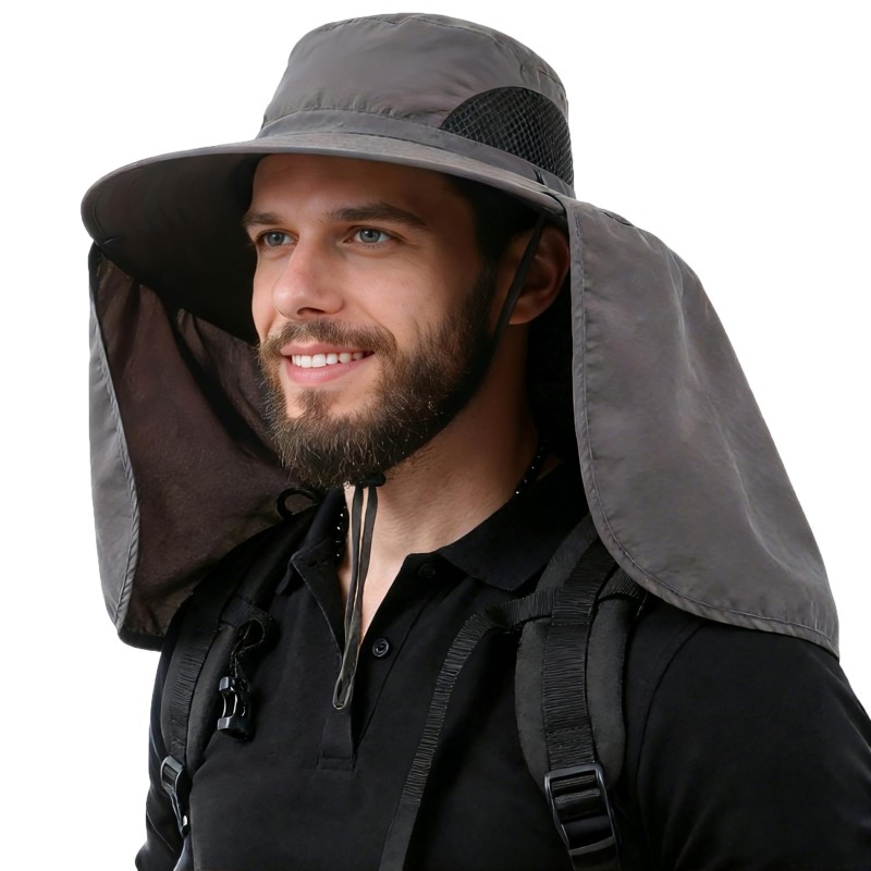 UPF 50+ Sun Hat with Neck Flap – Quick Dry Fishing & Hiking Hat UPF 50+ sun hat for women and men with large brim and neck flap