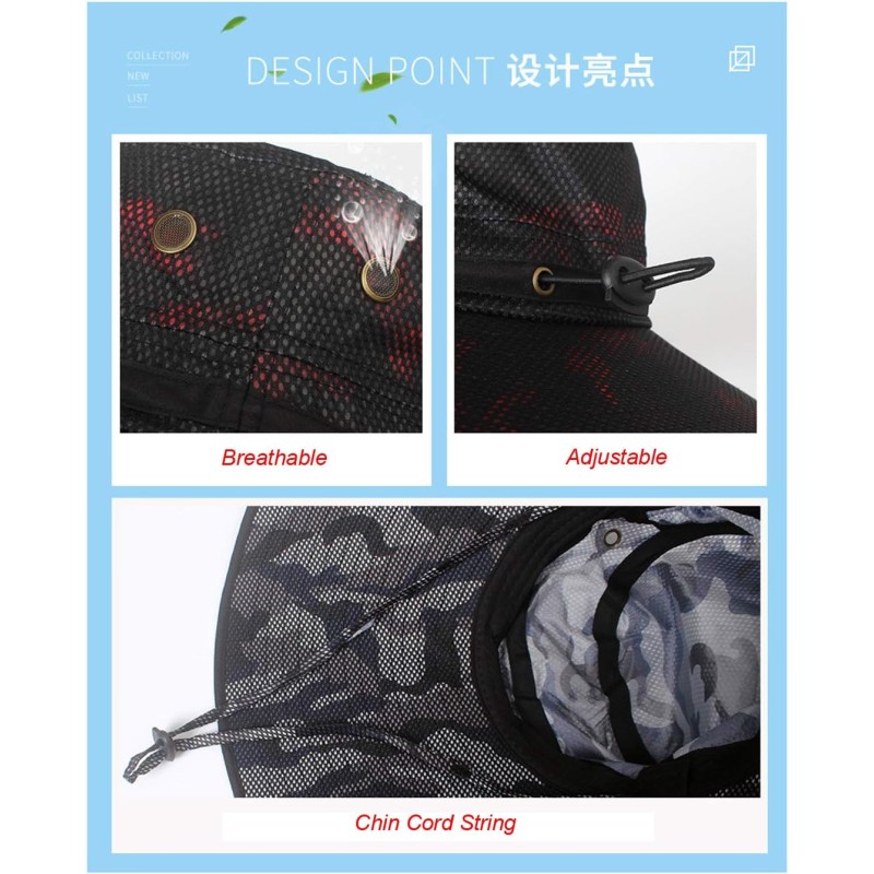 6 inch wide brim sun hat UPF 50+ water repellent bucket hat for men women fishing hiking