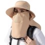 Women's Wide Brim Sun Hat: UPF 50+ UV Protection with Detachable Face Mask & Ponytail Opening