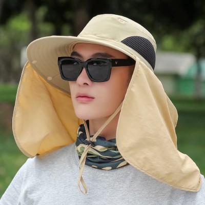 UPF 50+ sun hat with neck flap for hiking and fishing