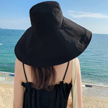 Women's Wide Brim Sun Hat – Reversible, Foldable UV Protection Beach & Travel Hat