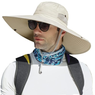 Unisex 6-inch wide brim sun bucket hat for hiking and fishing outdoor adventures