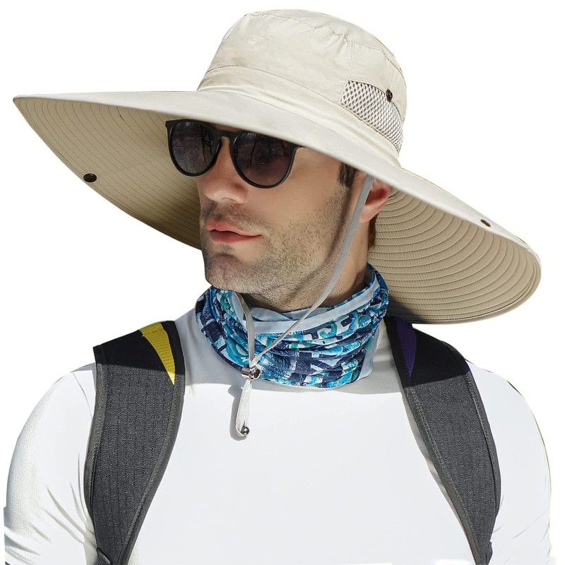 Unisex 6-inch wide brim sun bucket hat for hiking and fishing outdoor adventures