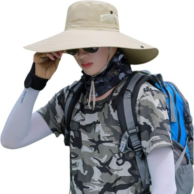 Unisex 6-inch wide brim sun bucket hat for hiking and fishing outdoor adventures