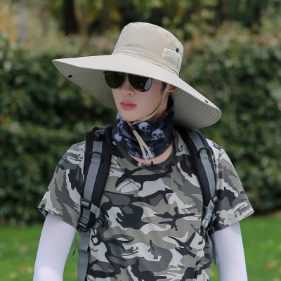 Unisex 6-inch wide brim sun bucket hat for hiking and fishing outdoor adventures