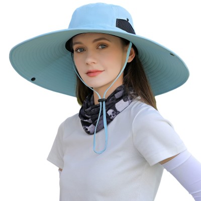 UPF 50+ wide brim sun hat for men and women with ventilated mesh
