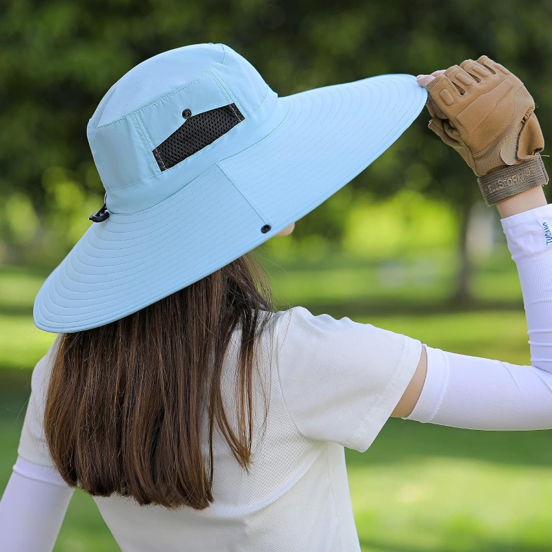 UPF 50+ wide brim sun hat for men and women with ventilated mesh