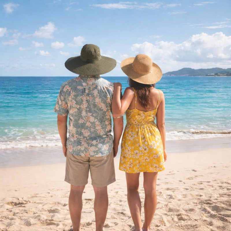 Man wearing super wide brim unisex bucket hat with UPF 50+ protection while fishing outdoors