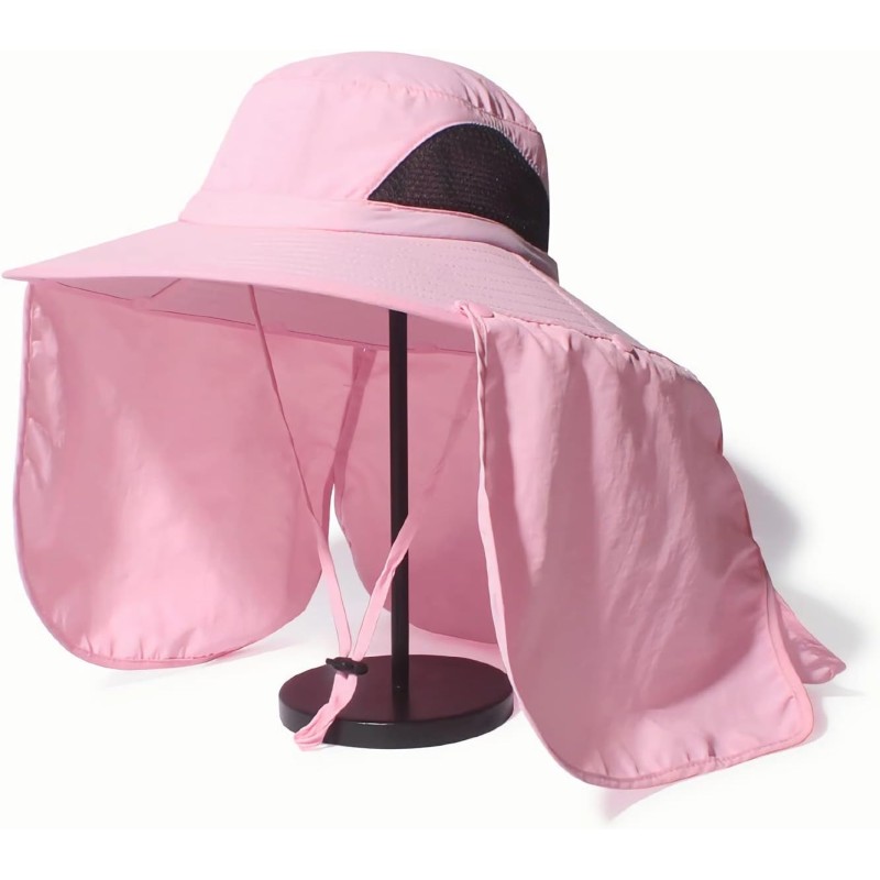 Women wearing large brim sun hat with neck flap for UPF 50+ sun protection