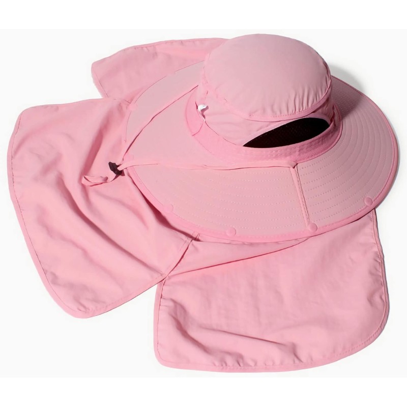 Women wearing large brim sun hat with neck flap for UPF 50+ sun protection