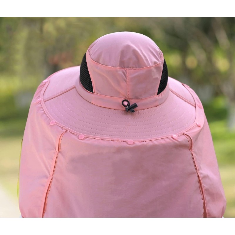 Women wearing large brim sun hat with neck flap for UPF 50+ sun protection