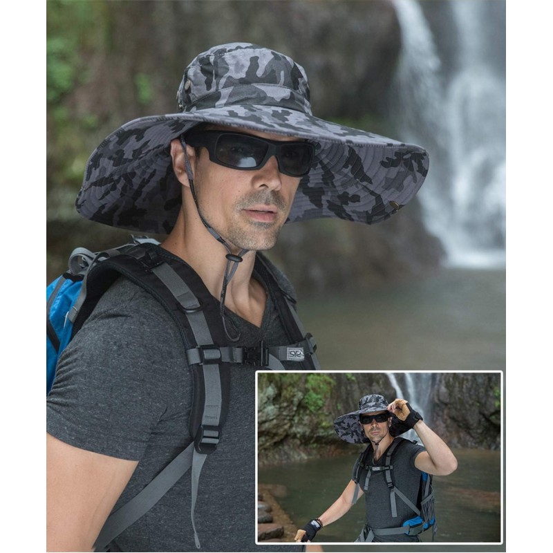 HUAMULAN Wide Brim Safari Fishing Hat for Hiking and Camping HUAMULAN wide brim sun hat for men and women in outdoor safari style