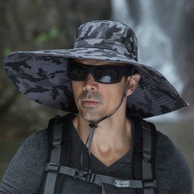HUAMULAN Wide Brim Safari Fishing Hat for Hiking and Camping HUAMULAN wide brim sun hat for men and women in outdoor safari style