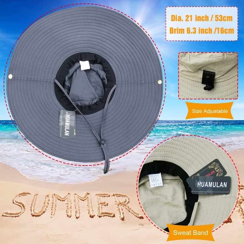 6 Inch Super Wide Brim Sun Hat – UPF 50+ Foldable Outdoor Bucket Hat 6 inch super wide brim sun hat with UPF protection for men and women
