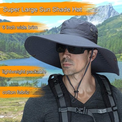6 Inch Super Wide Brim Sun Hat – UPF 50+ Foldable Outdoor Bucket Hat 6 inch super wide brim sun hat with UPF protection for men and women