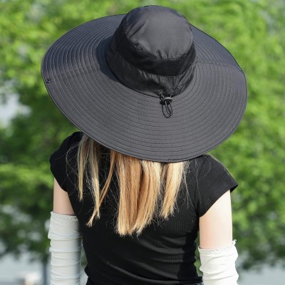 UPF 50+ Wide Brim Sun Hat for Men & Women – Breathable Quick-Dry Fishing Hiking Hat Man and woman wearing UPF 50+ wide brim sun hat for fishing and hiking outdoors