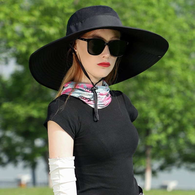 UPF 50+ Wide Brim Sun Hat for Men & Women – Breathable Quick-Dry Fishing Hiking Hat Man and woman wearing UPF 50+ wide brim sun hat for fishing and hiking outdoors