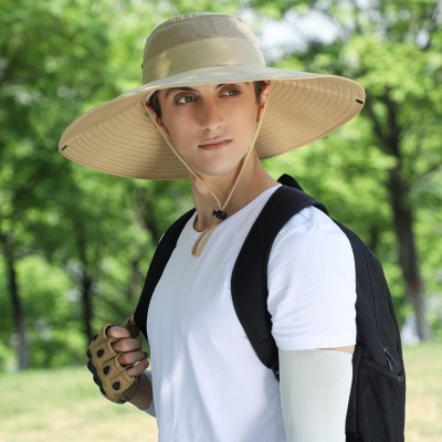 Women wearing a wide brim sun hat with detachable face and neck flap for UV protection outdoors