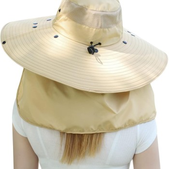 Women's Wide Brim Sun Hat with Detachable Face & Neck Flap – UV Protection, Breathable & Lightweight for Outdoor Adventures