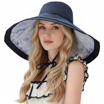 Women's Reversible Wide Brim Sun Hat: UV Protection, Packable & Adjustable