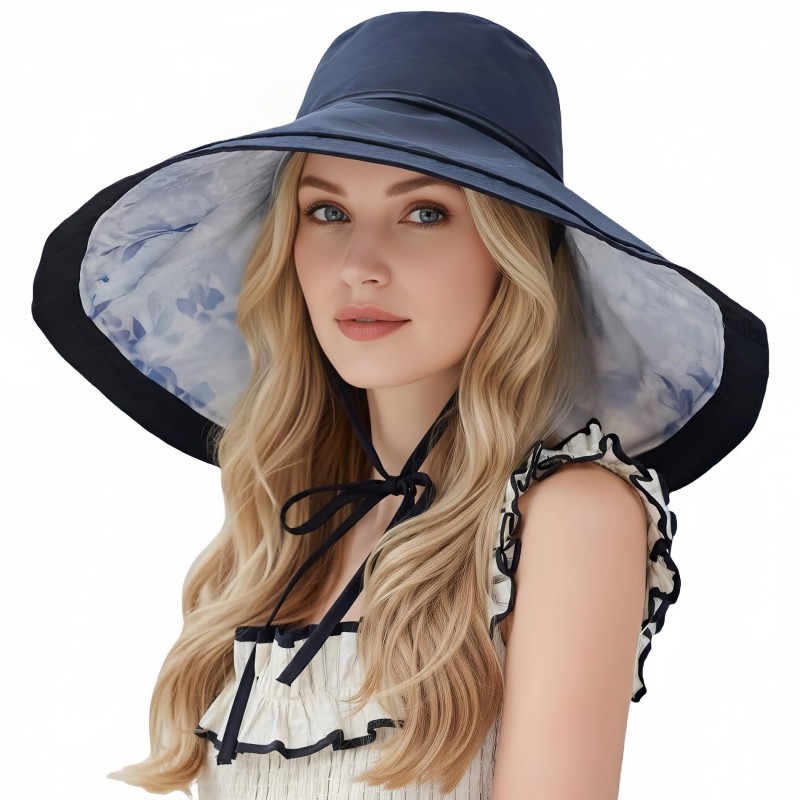 Women's Reversible Wide Brim Sun Hat with UV Protection