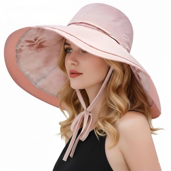 Reversible Wide Brim Sun Hat for Women – UV Protection, Foldable & Packable Beach Hat