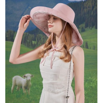 Reversible Wide Brim Sun Hat for Women – UV Protection, Foldable & Packable Beach Hat