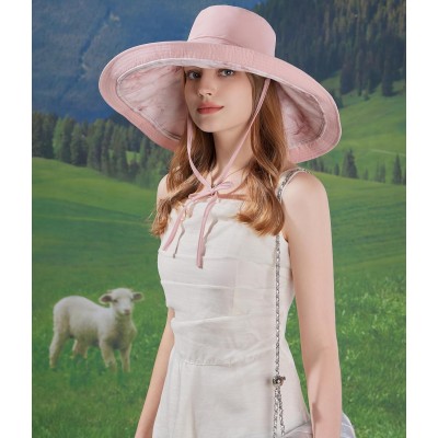 Reversible wide brim sun hat for women with UV protection, foldable and packable for beach