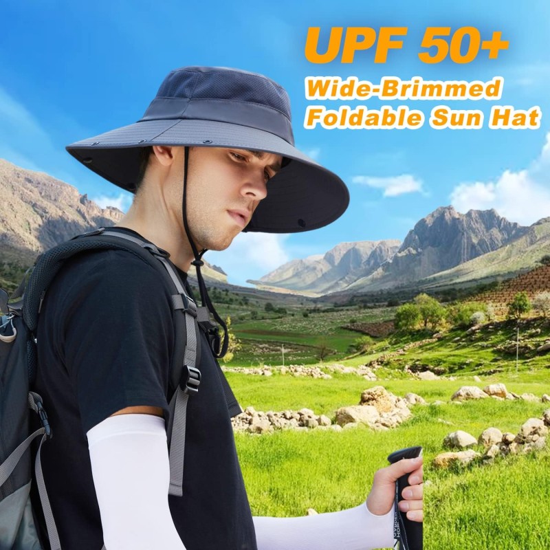 Wide brim sun hat with detachable neck flap for UV protection