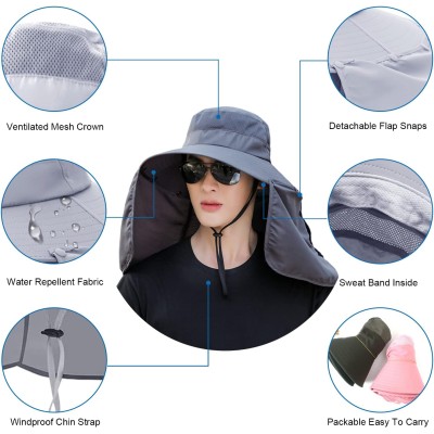 Wide brim sun hat with detachable neck flap for UV protection