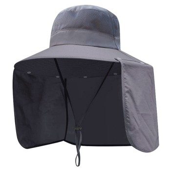 Women Wide Brim Sun Hat with Detachable Neck Flap - UV Protection, Lightweight & Adjustable
