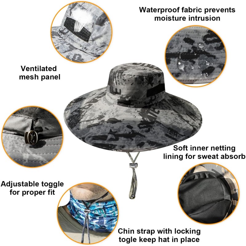 Wide Brim Sun Hat UPF 50+ Unisex Bucket Hat 6 inch wide brim sun hat with UPF 50+ protection for outdoor activities