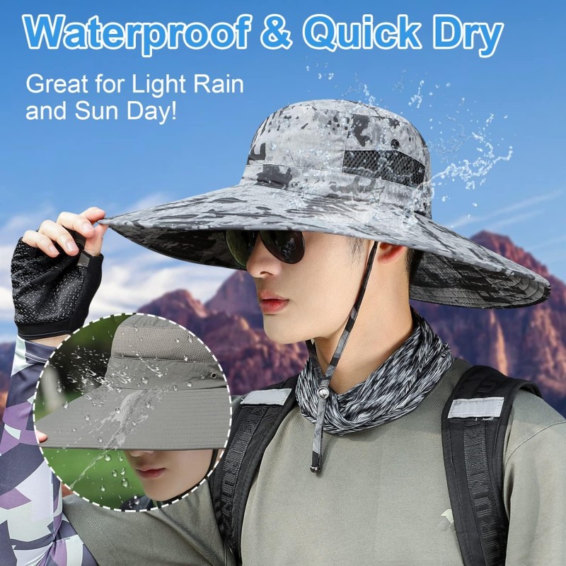 Wide Brim Sun Hat UPF 50+ Unisex Bucket Hat 6 inch wide brim sun hat with UPF 50+ protection for outdoor activities