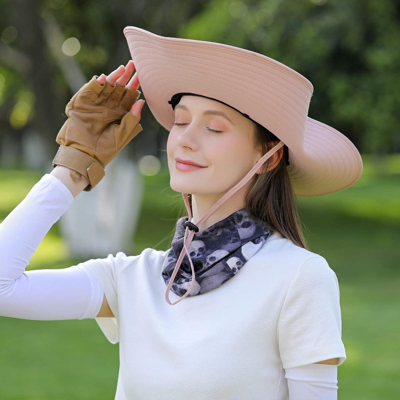 Wide brim sun hat with UV protection and water repellent fabric for outdoor adventures