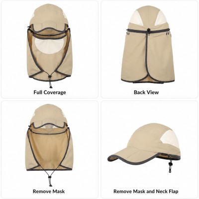 Women's UPF 50+ wide brim sun hat with detachable neck flap and ponytail hole for full coverage