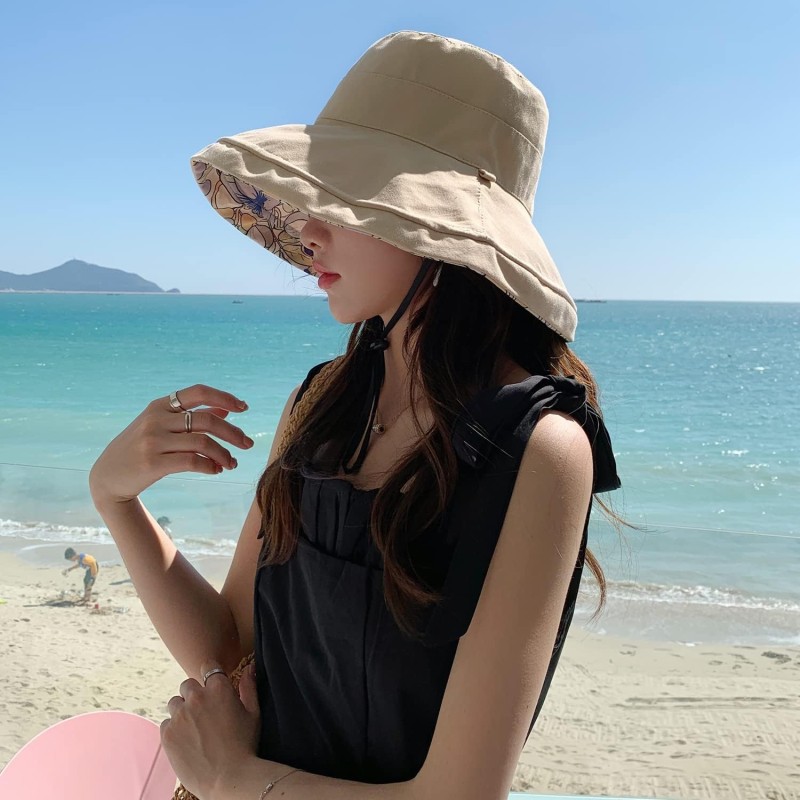 HUAMULAN Reversible Wide Brim Sun Hat with UV Protection