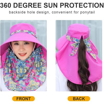 Women Wide Brim Sun Hat with Detachable Face Flap & UV Protection Women wearing wide brim sun hat with detachable face flap for UV protection outdoors