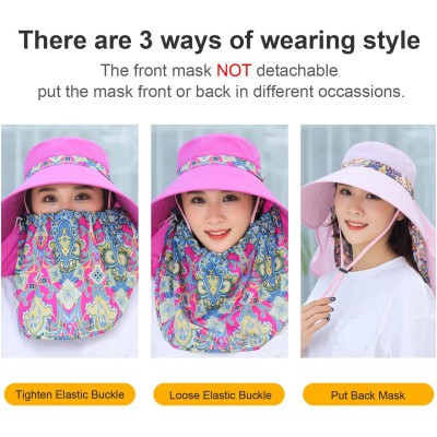 Women Wide Brim Sun Hat with Detachable Face Flap & UV Protection Women wearing wide brim sun hat with detachable face flap for UV protection outdoors