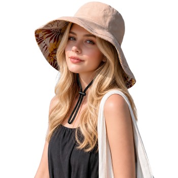 Women's Wide Brim Reversible Sun Hat - UV Protection & Foldable
