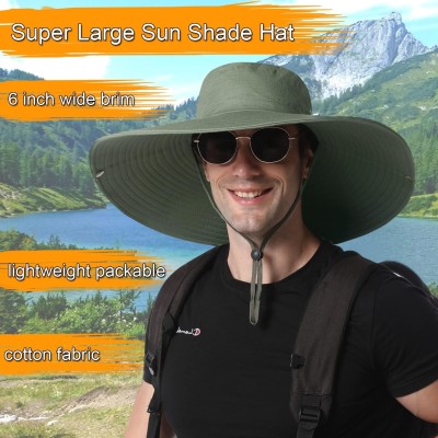 Army green super wide brim unisex bucket hat for outdoor activities