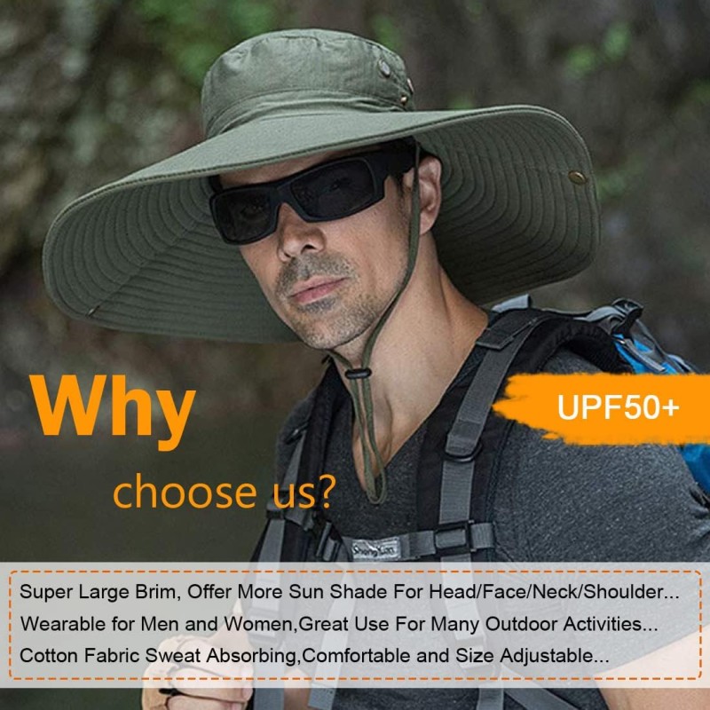 Army green super wide brim unisex bucket hat for outdoor activities