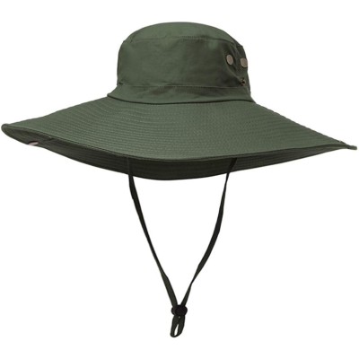 Army green super wide brim unisex bucket hat for outdoor activities