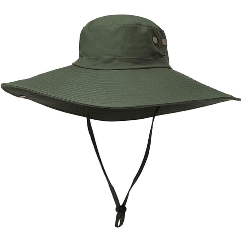 Army green super wide brim unisex bucket hat for outdoor activities