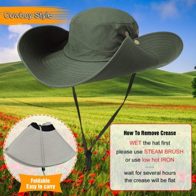 Army green super wide brim unisex bucket hat for outdoor activities