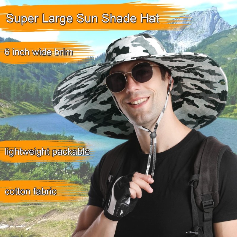 HUAMULAN Super Wide Brim Bucket Hat HUAMULAN 6 inch super wide brim sun hat unisex bucket hat for fishing and hiking