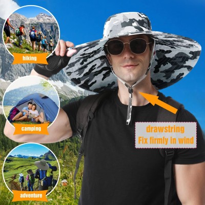 HUAMULAN Super Wide Brim Bucket Hat HUAMULAN 6 inch super wide brim sun hat unisex bucket hat for fishing and hiking