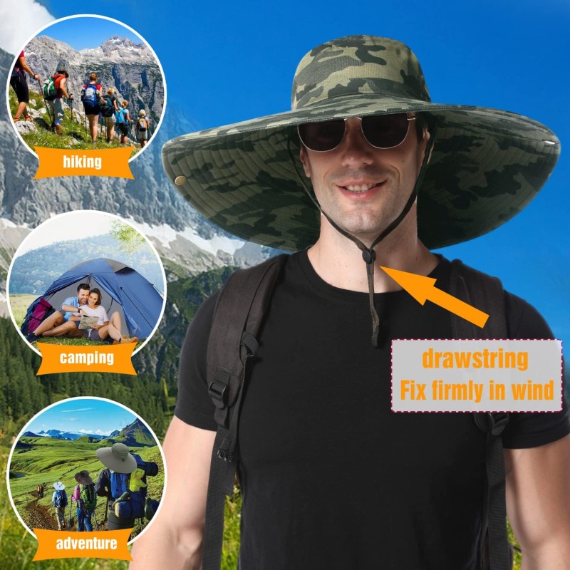 HUAMULAN 6-Inch Super Wide Brim Bucket Hat – Perfect for Outdoor Adventures HUAMULAN 6-inch super wide brim bucket hat for sun protection during fishing and hiking