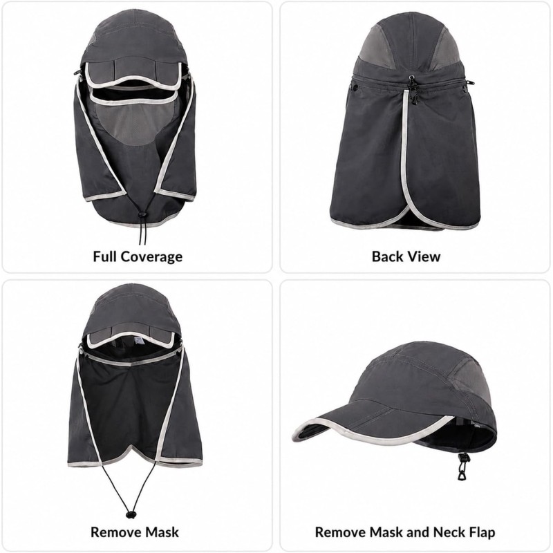 Women's Wide Brim Sun Hat with UV Protection and Detachable Neck Flap Woman wearing wide brim sun hat with UV protection and detachable neck flap outdoors